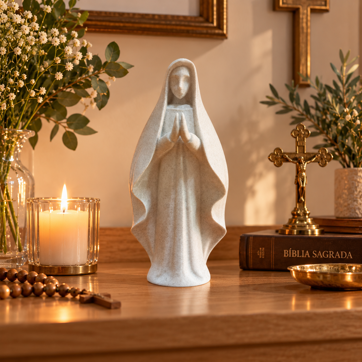 Nossa Senhora Minimalista – Escultura Religiosa Decorativa - Imagem 5
