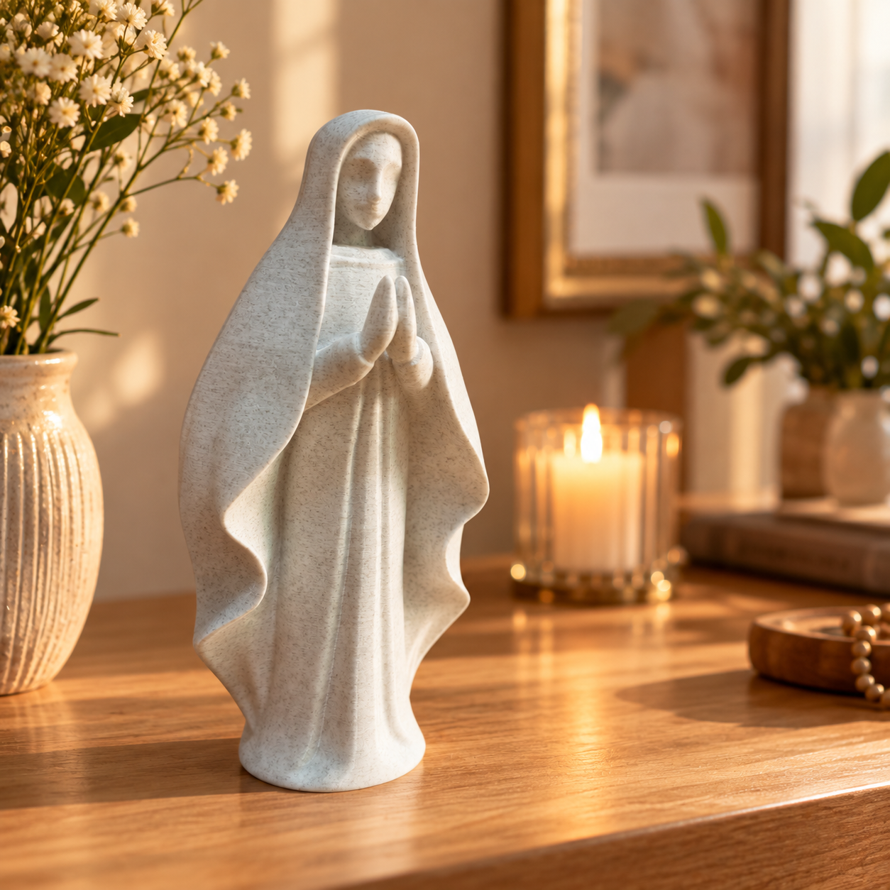 Nossa Senhora Minimalista – Escultura Religiosa Decorativa - Imagem 4