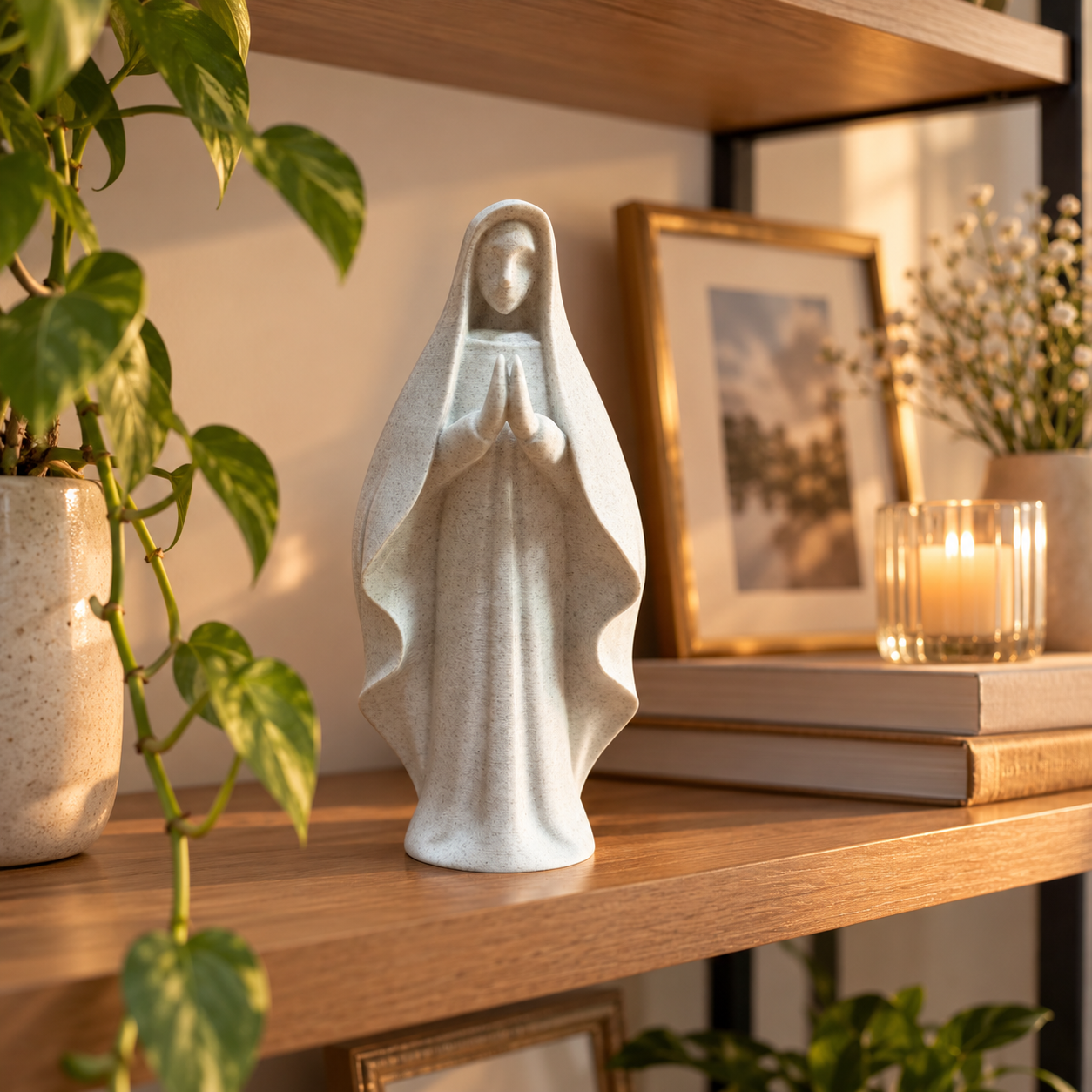 Nossa Senhora Minimalista – Escultura Religiosa Decorativa - Imagem 3