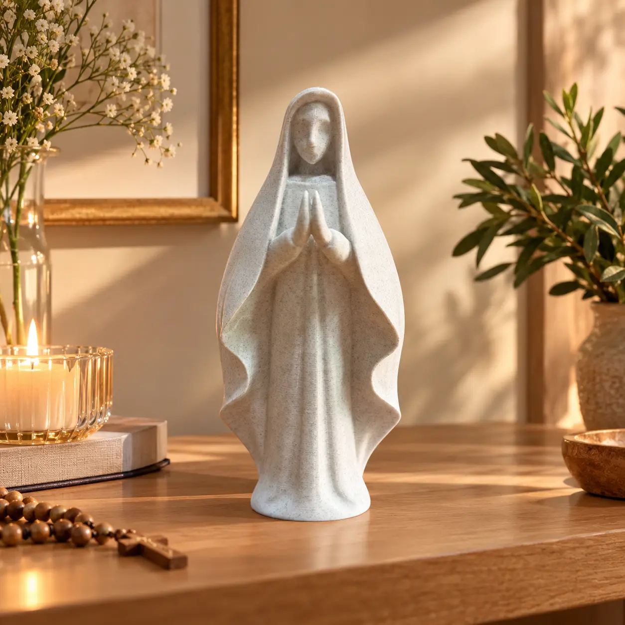 Nossa Senhora Minimalista – Escultura Religiosa Decorativa