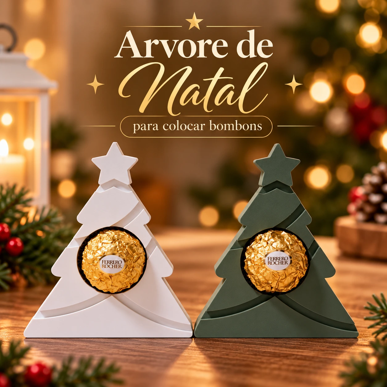 Árvore de Natal Porta-Bombom com Estrela
