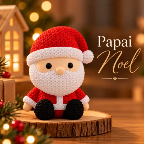 Papai Noel Decorativo com Textura de Crochê