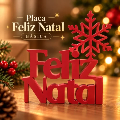 Placa Feliz Natal com Floco de Neve – Decoração Natalina